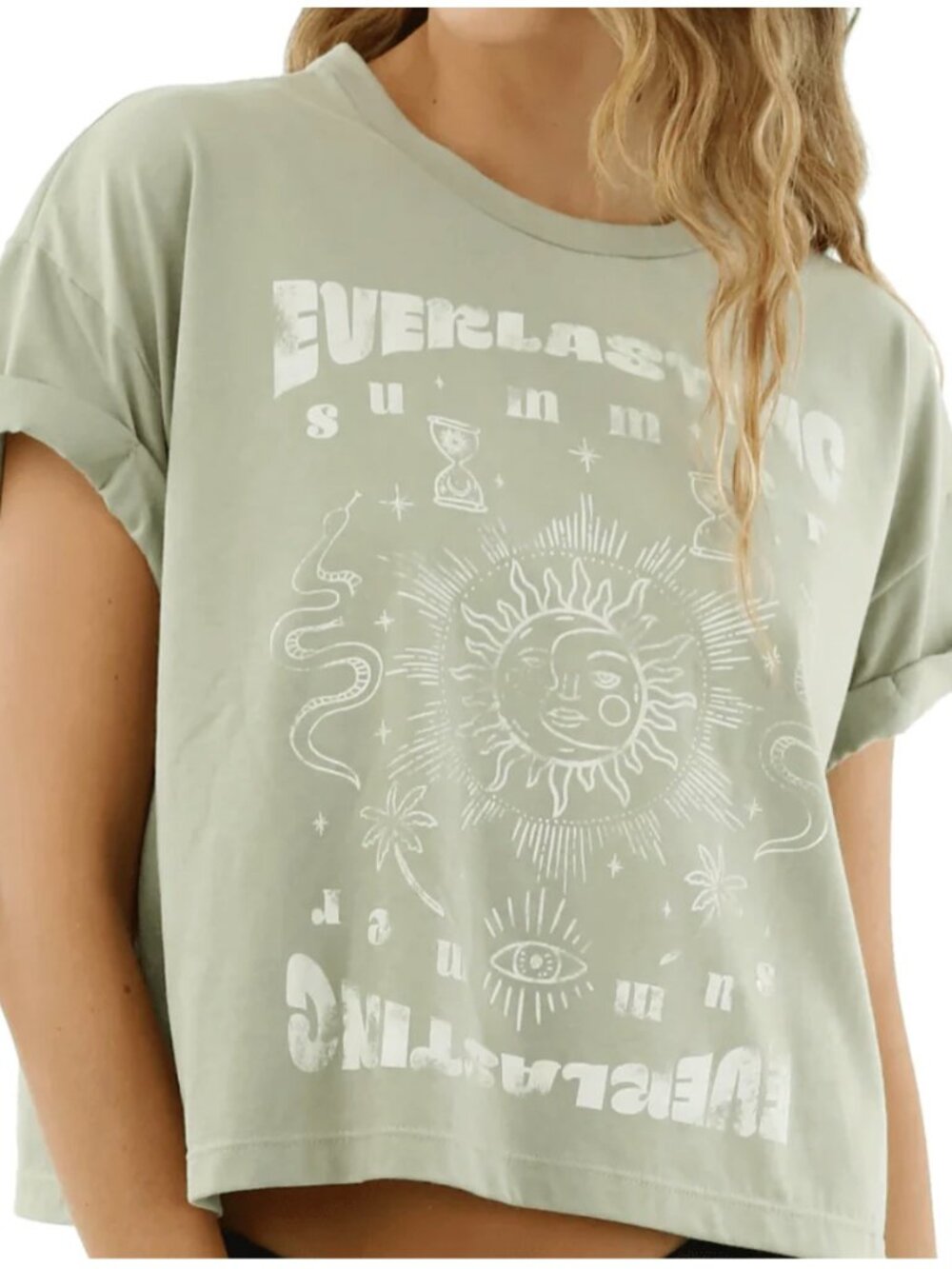 NWT Malai Anthropologie Everlasting Summer Celestial Sun Moon Graphic Tee SM $90